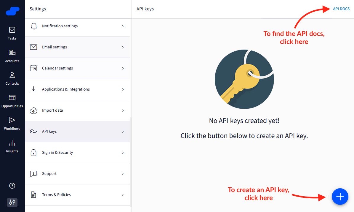 Screenshot API Key Settings